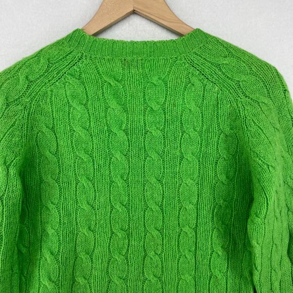 DEANS OF SCOTLAND Sweater Womens 34 Shetland Wool Cable Hand Knit Green HK VTG - Picture 4 of 14